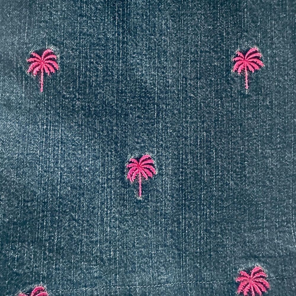 Lilly Pulitzer Black Label Slim Jeans Size 8 Blue Stretch Embroidered Palm Tree - Picture 3 of 7